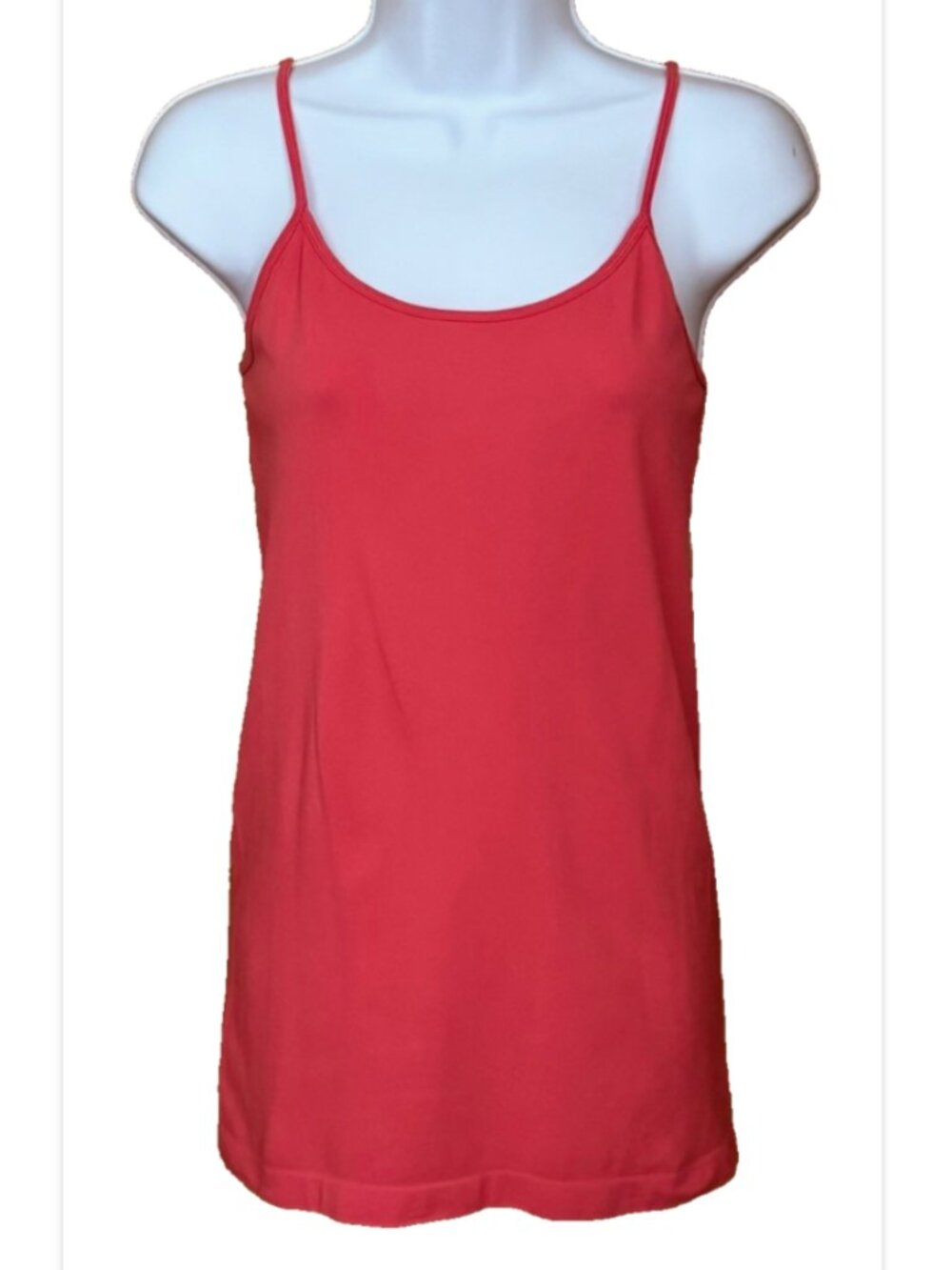 Women's sm/med Coral Stretch Tank Top Long Beachy Sunset Summer Tropical Resort